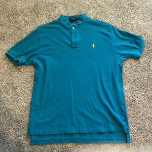 Polo by Ralph Lauren. Teal with yellow horse.